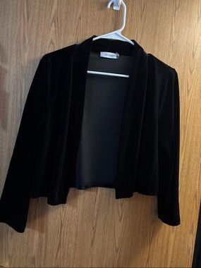 Calvin Klein Black Velvet Open Front Jacket